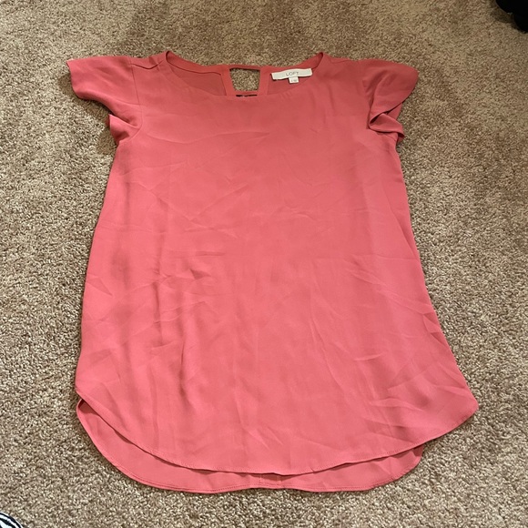 Loft Casual Short Sleeve Shirt with Ruffle Arm Holes & Back Size Small - Picture 1 of 3